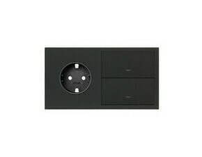 Sestava 2 násobná: 1 zásuvka+2 kryty, černá matná