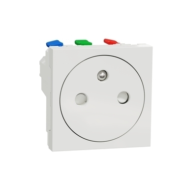 SCHN NU305220 Unica - Zásuvka skrytá 250V/16A 2P+E, clonky, bezšroubová, Bílá Antibakteriální