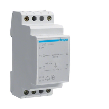HAG ST303 Zvonkový transformátorek 230V/8V-1A, 12V- 0,67A (AC