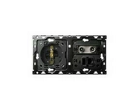 Sestava 2 násobná: 1 zásuvka+1 TV koncová+1 RJ45 kat.6,