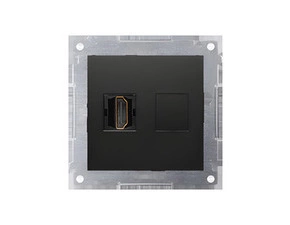 Zásuvka HDMI SIMON 54 DGHDMI.01/49, 1 násobná (přístroj s krytem), černá matná metalizovaná