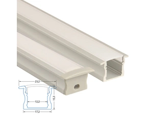 Profil vestavný MC LED VT, 23x15 mm, včetně mléčného difuzoru, 1 m