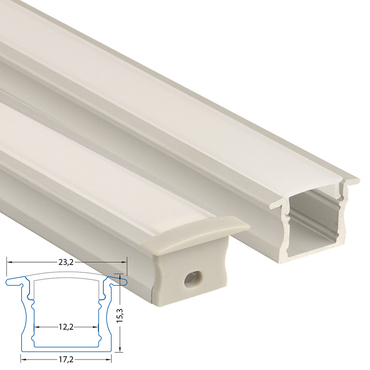 Profil vestavný MC LED VT, 23x15 mm, včetně mléčného difuzoru, 1 m