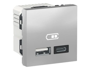SCHN NU301830 Unica - Dvojitý nabíjecí USB konektor A+C 2.4A, 2M, Aluminium