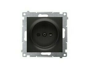Zásuvka SIMON DG1Z.01/49, 1 násobná, bez uzemnění, se clonkami, černá matná metalizovaná