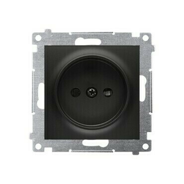 Zásuvka SIMON DG1Z.01/49, 1 násobná, bez uzemnění, se clonkami, černá matná metalizovaná