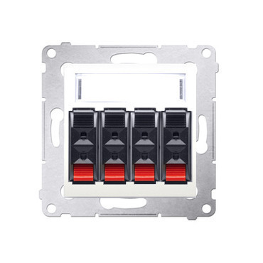 Zásuvka reproduktorová SIMON DGL34.01/41, 4 násobná s popisným polem (přístroj s krytem), krémová