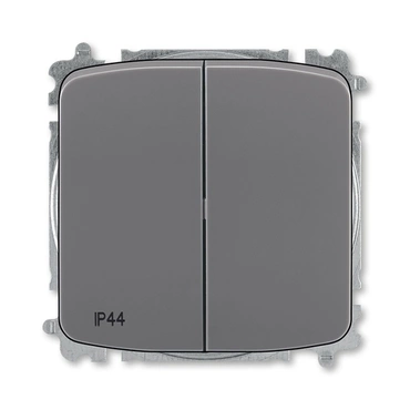 Přepínač střídavý dvojitý ABB Tango 3559A-A52940 S2, řazení 6+6, kouřová šedá, IP44, s krytem