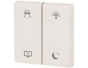 EATON 196844 CWIZ-02/91 Kryt RF tlačítka 2x1/2 55x55mm s potiskem Večeře/TV/Ráno/Večer, Bílá, lesklá
