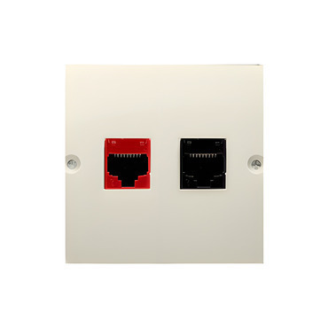 Zásuvka datová SIMON BASIC BM5T.02/12, RJ45 kat. 5e+telefonní RJ12 (přístroj s krytem), béžová