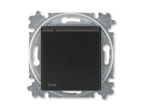 Zásuvka jednonásobná ABB LEVIT 6619H-A06997 63, clonky, víčko, IP44, onyx/kouřová černá