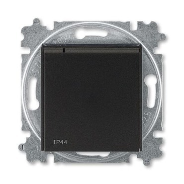 Zásuvka jednonásobná ABB LEVIT 6619H-A06997 63, clonky, víčko, IP44, onyx/kouřová černá