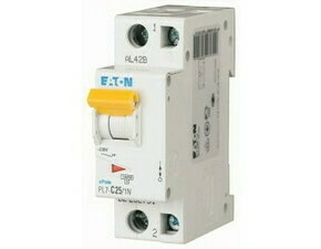 Jistič dvoupolový EATON 262751 PL7-C25/1N PL7, char C, 1+N-pólový, Icn=10kA, In=25A