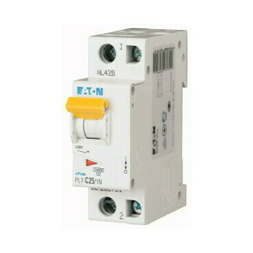 Jistič dvoupolový EATON 262742 PL7-B25/1N PL7, char B, 1+N-pólový, Icn=10kA, In=25A