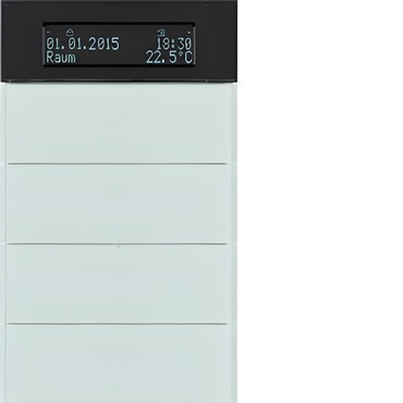 HAG 75664590 Senzor, tlačítkový, 4-násobné s pokoj. termostatem a displejem, B.IQ, sklo, bílá