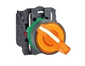 SCHN XB5AK125B5 Ovládač otočný prosvětlený s LED, 1 Z + 1 V, 24V - žlutý RP 1,5kč/ks