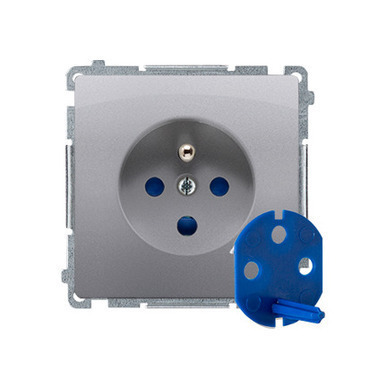 Zásuvka SIMON BMGD1.01/21, 1násobná DATA s klíčem, s uzemněním, 16 A/250 V~, šroubové svorky,ocelová
