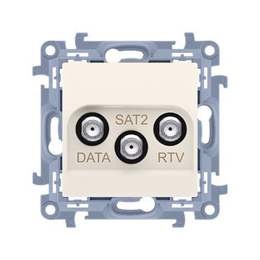 Zásuvka anténní SIMON CADSATF.01/41, RTV+DATA+SAT (přístroj s krytem), 1x vstup: 5÷2400 MHz, krémová