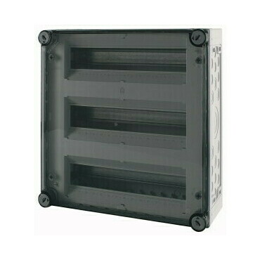 EATON 004985 AE/I44E Skříňka s průhledným krytem, IP65, 3 řady, 45 modulů, N/PE svorkovnice, VxŠxHl=