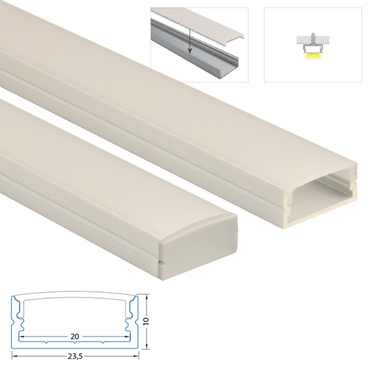Profil přisazený MC LED PF, 24x10 mm, včetně mléčného difuzoru, 2 m