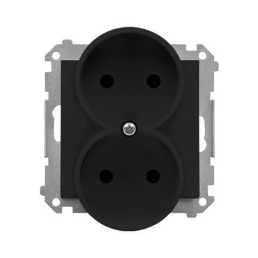 Zásuvka SIMON TG2MCZ.01/149, 2 násobná, bez uzemnění, se clonkami, černá matná