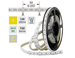 LED pásek MC LED SMD5050 Y, 120LED/m, 28,8W/m, 720lm/m, IP54, DC 24V, 12mm, 5m
