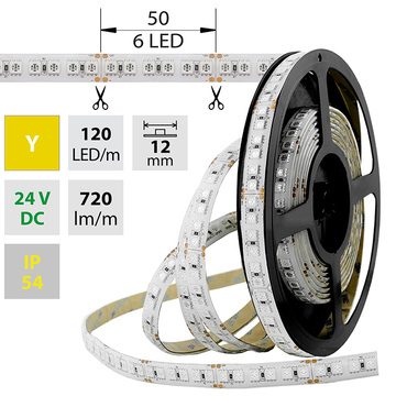 LED pásek MC LED SMD5050 Y, 120LED/m, 28,8W/m, 720lm/m, IP54, DC 24V, 12mm, 5m
