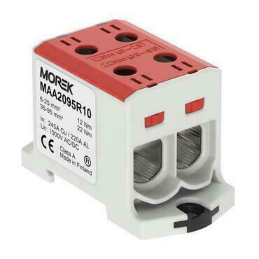 MOREK MAA2095R10 Univerzální řadová svorka OTL 95-2xAl/Cu 6-95mm2 1000V červená