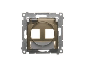 Kryt SIMON DKP2B.01/44A, telef. a datové zás. 2 nás., IP44, plochý, s popis. polem, zlatá metalíza