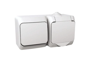 SCHN WDE000504 Cedar Plus IP44 - Zásuvka SCHUKO 230V 16A a přepínač střídavý řazení 6, bílá