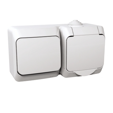 SCHN WDE000504 Cedar Plus IP44 - Zásuvka SCHUKO 230V 16A a přepínač střídavý řazení 6, bílá