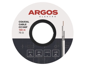 Kabel koaxiální ARGOS CC100F, PVC, vodič 1 mm, plášť 6,5 mm, vnitřní, bílá, 100 m