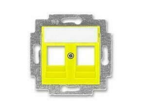 Kryt zásuvky ABB Levit 5014H-A01018 64, žlutá, komunikační (2x), s kov. upevň. třmenem