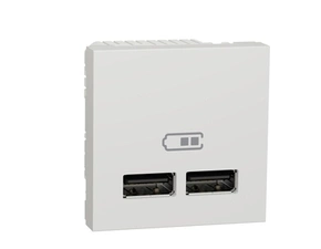 SCHN NU341818 Unica - Dvojitý nabíjecí USB A+A konektor 2.1A, 2M, Bílý