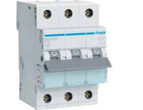 Jistič třípolový HAGER MCN313 3 pól. 13A, char.C, 6 kA