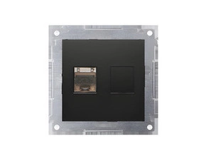 Zásuvka datová SIMON 54 D61E.01/49, stíněná 1 nás. RJ45 kat. 6 s cl., černá mat metalíza