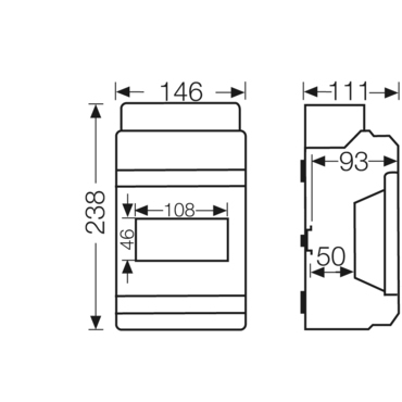 HEN KV 1606 Jističová skříň 1x 6 modulů, bez svorkovnice PE/N, kabelové vstupy přes elastické membrá