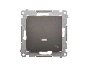 Přepínač střídavý SIMON 54 DW6AL.01/46, s orientačním LED podsvětlením, řazení 6So, hnědá metalizov