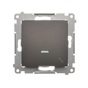 Přepínač střídavý SIMON DW6AL.01/46, s orientačním LED podsvětlením, řazení 6So, hnědá metalizovaná