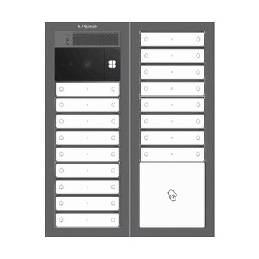 DV SYSTEM: 27 až 34 tlačítek (dělené jm.) + KAMERA + BOD Lite: čtečka RFID čipů MIFARE 13,56MHz (3M+