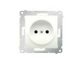 Zásuvka SIMON DG1Z.01/41, 1 násobná (přístroj s krytem), bez uzemnění, se clonkami, krémová