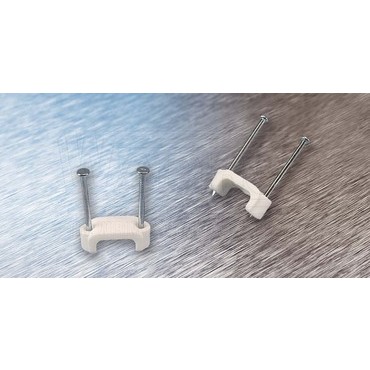 wpr8213 MXU2-FL2-1908 kabelová příchytka MATRIX U2 s 2 tvrzenými hřebíky pro plochý vodič, 18,7 x 5,