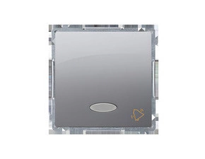 Ovladač zapínací SIMON BASIC BMD1L.01/43, s LED podsv., ř. 1/0So, 10A/250V~, bezšr. sv., stříbrná