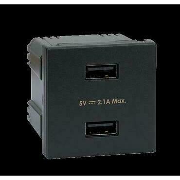 SIMON K126E/14 USB nabíječka K45 USB 2.0 - A 5V DC 2,1A 45×45mm grafit