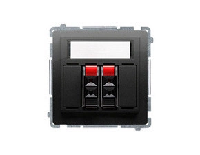 Zásuvka reproduktorová SIMON BMGL3.01/49, 2 násobná, s popisným polem, černá matná