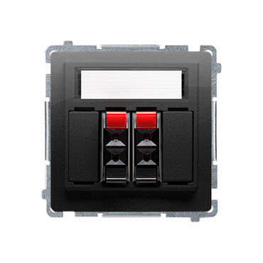 Zásuvka reproduktorová SIMON BMGL3.01/49, 2 násobná, s popisným polem, černá matná