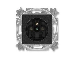 Zásuvka jednonásobná ABB LEVIT 6619H-A06357 63, clonky, onyx/kouřová černá