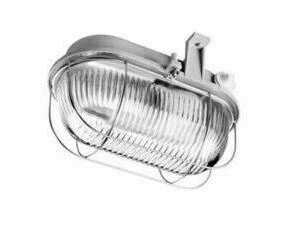 DAM OVAL 100, prismatic, šedá, 1x100W GLS/E27, IP44 s kov. mřížkou