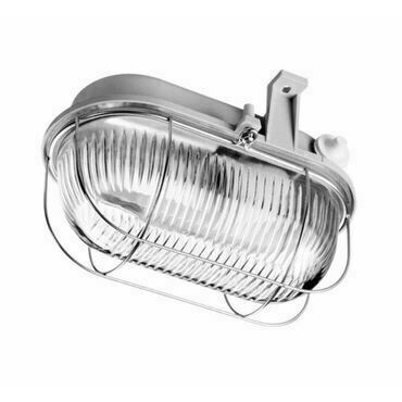 DAM OVAL 100, prismatic, šedá, 1x100W GLS/E27, IP44 s kov. mřížkou