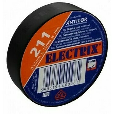 Páska elektroizolační ANTICOR 199, 211 PVC, 15x10x0,13, černá